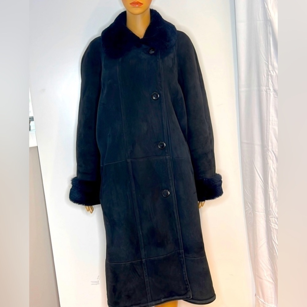 Fantazia Sz 14-16 A-Line Real Shearling 3/4 Length Coat
